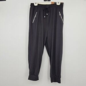 Women's Plus Bae City Blk Joggers Zip Pockets Sz 1X Goth Biker Moto Athletic Y2K